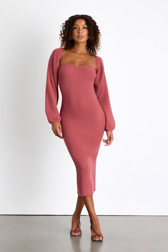 Autumn Aura Beige Ribbed Two-Piece Sweater Dress