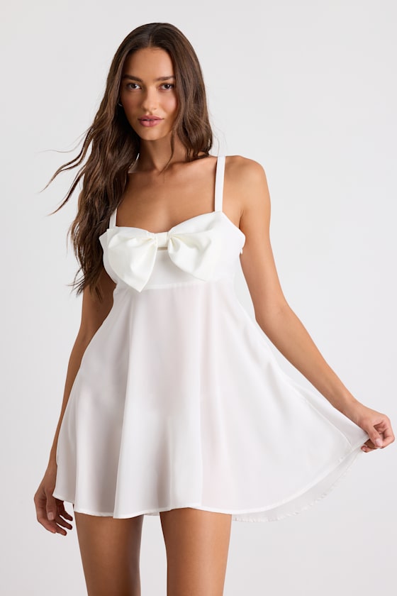 So Adored Ivory Sheer Bow Lingerie Slip