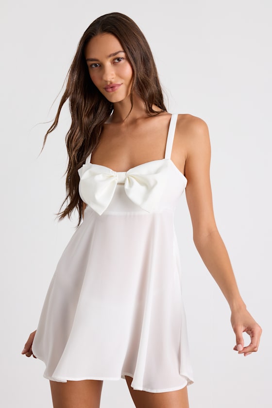 So Adored Ivory Sheer Bow Lingerie Slip