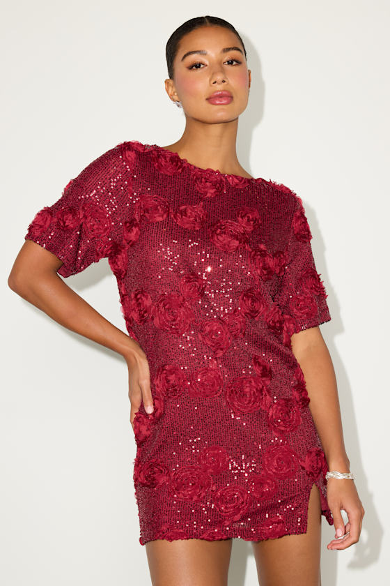Kayleena Ivory Sequin Rosette Tie-Back Shift Dress
