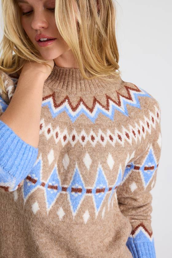 Becklynn Burgundy Fair Isle Sweater Mini Dress