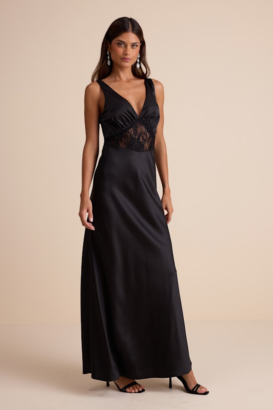 Toulouse Rusty Rose Satin Lace Maxi Dress