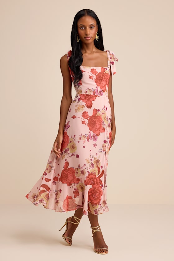 Summer Invite Black Tie-Strap Tiered Midi Dress