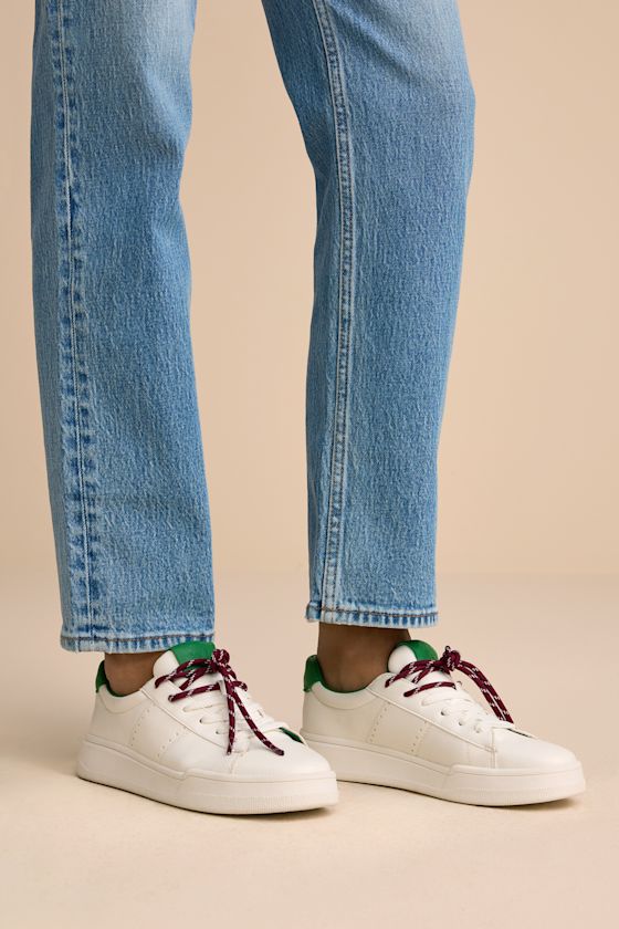 Marvin White and Green Lace-Up Sneakers
