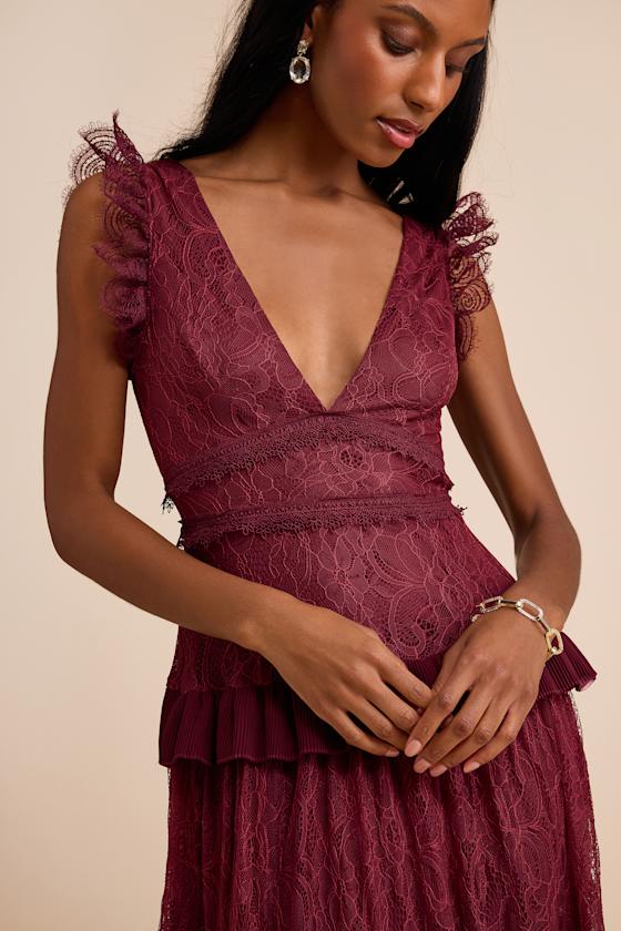 Marvelous Darling Black Lace Ruffled Tiered Maxi Dress