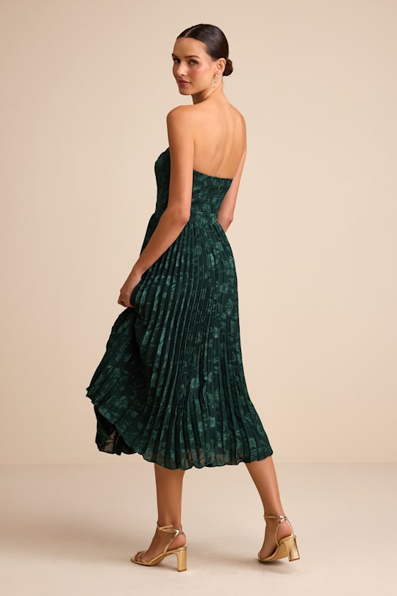 Perfectly Stunning Yellow Jacquard Strapless Midi Dress