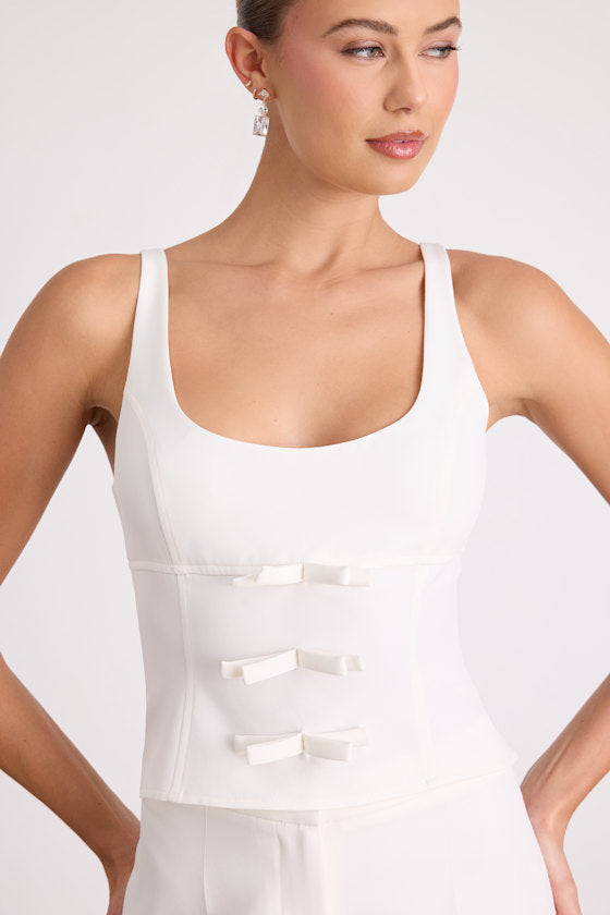Fenella White Bow Tank Top