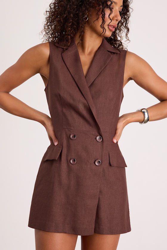 Paris White Tweed Collared Romper