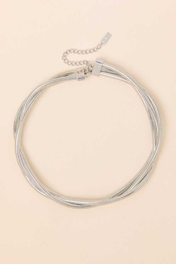 Mallari Silver Snake Chain Layered Necklace