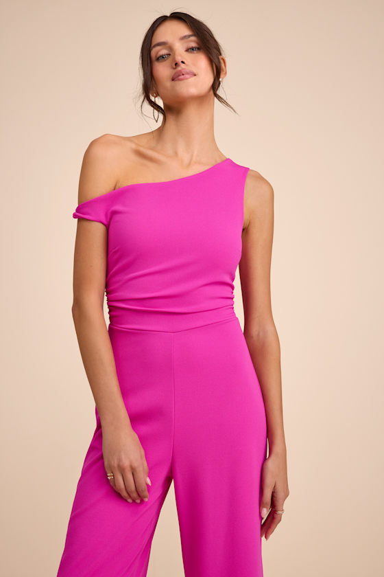 Lawny Black Twisted One-Shoulder Jumpsuit