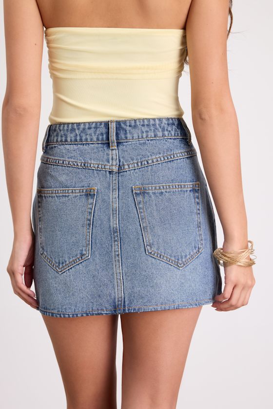 Alaire Ivory Denim High-Rise Mini Skirt