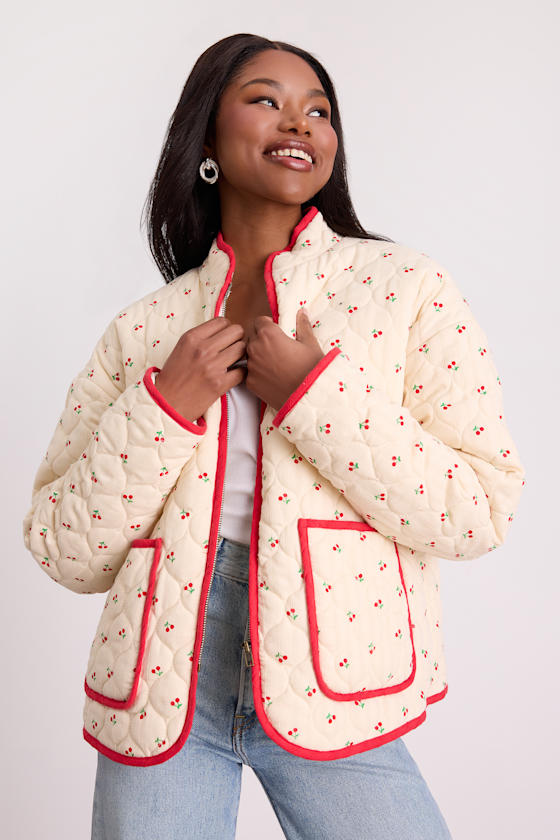 Bundled Perfection Bright Blue Floral Quilted Puffer Jacket