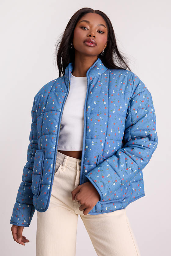 Bundled Perfection Burgundy Floral Quilted Puffer Jacket