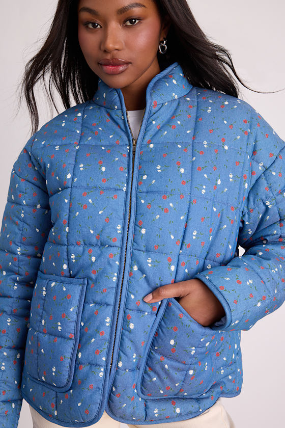 Bundled Perfection Burgundy Floral Quilted Puffer Jacket