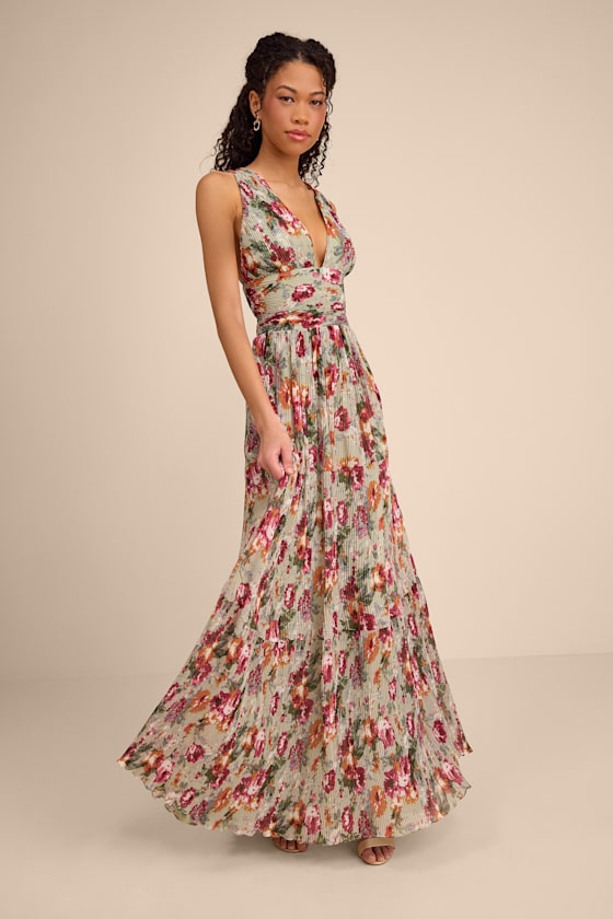 Leora Light Blue Pleated Tiered Maxi Dress