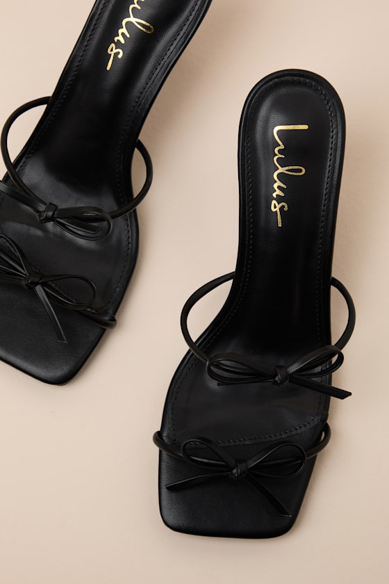 Serinda Bone Strappy Bow High Heel Slide Sandals