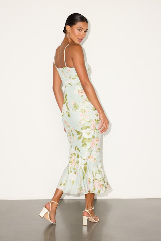 Giorgina Emerald Green Gathered Trumpet Midi Dress