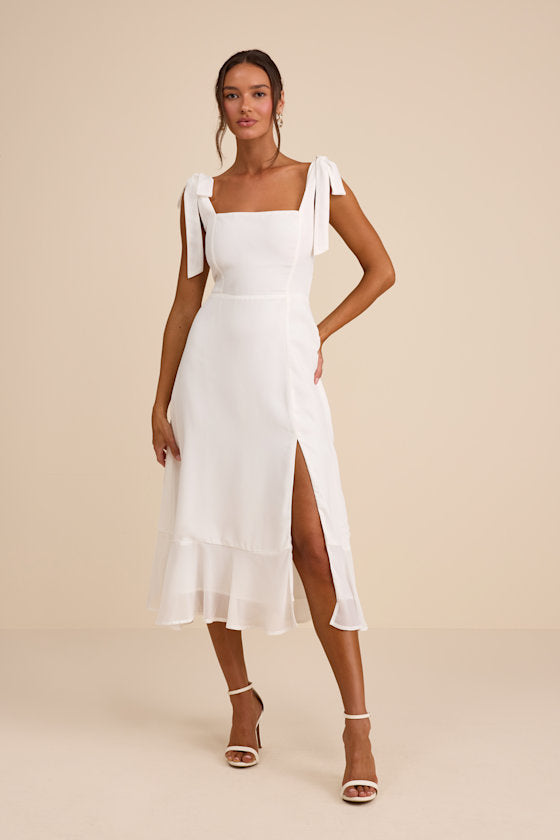 Summer Invite Royal Blue Tie-Strap Tiered Midi Dress