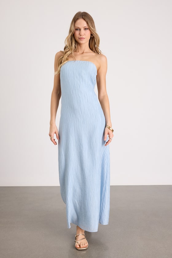 Radiant Season Sage Green Plisse Cutout Strapless Maxi Dress