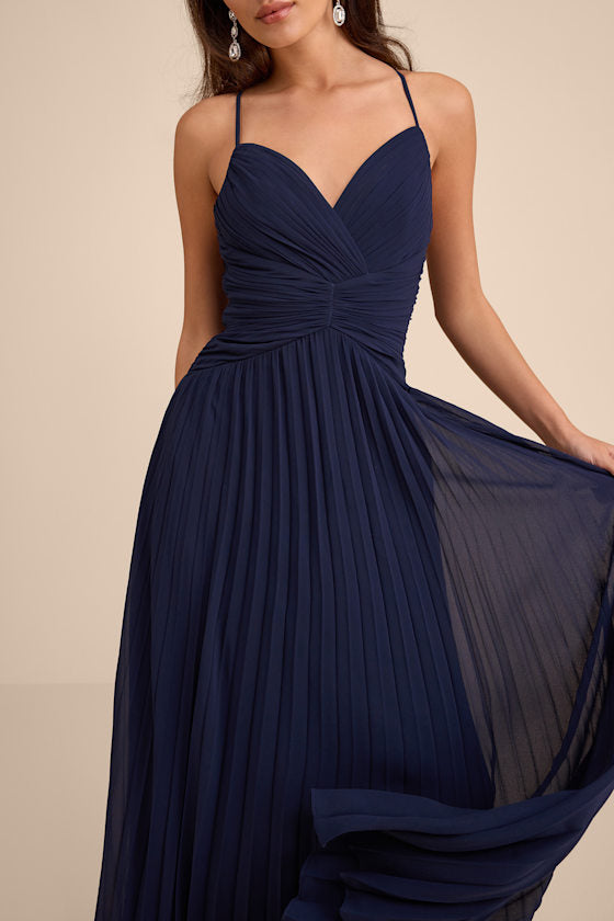 Corella Light Pink Pleated Backless Maxi Dress