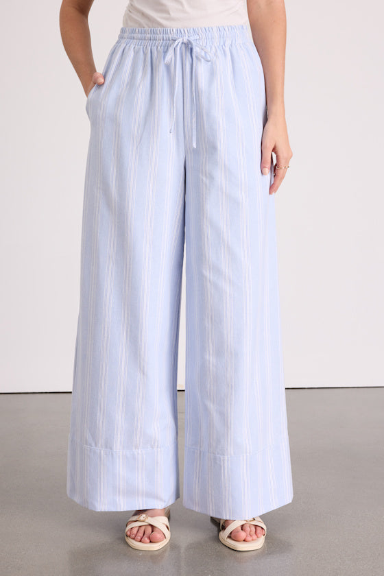 Brisa White Cuffed Wide-Leg Pants