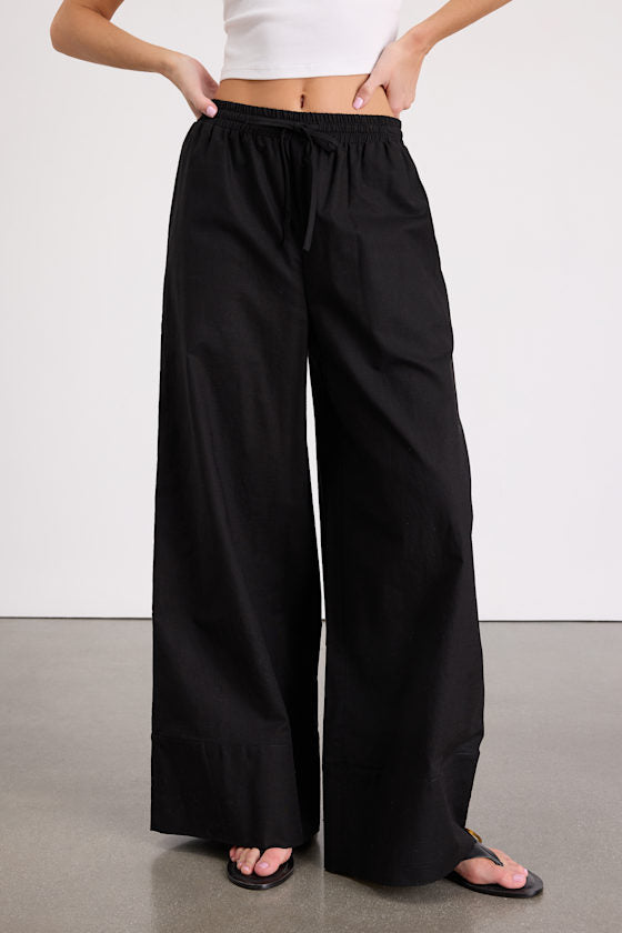 Brisa Light Blue Striped Cuffed Wide-Leg Pants