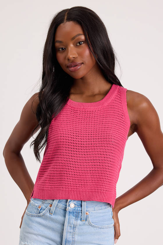 Get the Look Black Loose Knit Sweater Tank Top
