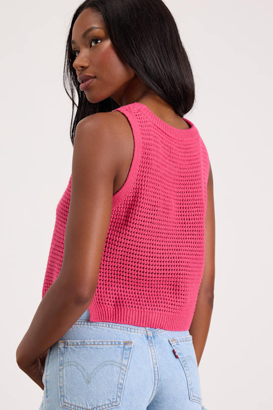 Get the Look Black Loose Knit Sweater Tank Top