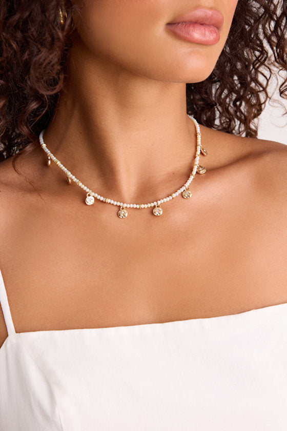 Gwendola Ivory Beaded Charm Necklace