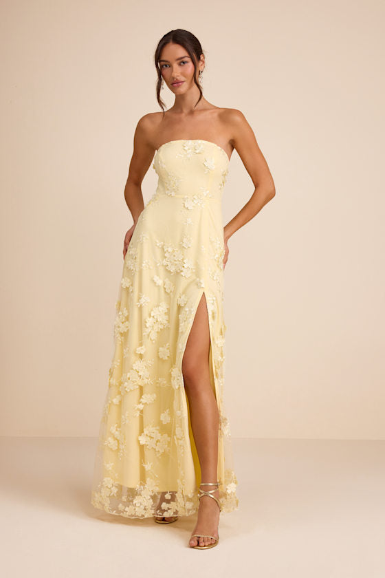 Rare Presence Powder Blue 3D Floral Embroidered Maxi Dress