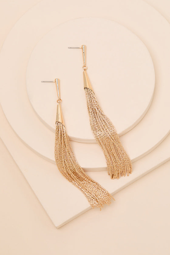 Carmela Gold Fringe Duster Earrings