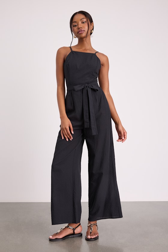 Messina Blue Striped Wide-Leg Jumpsuit