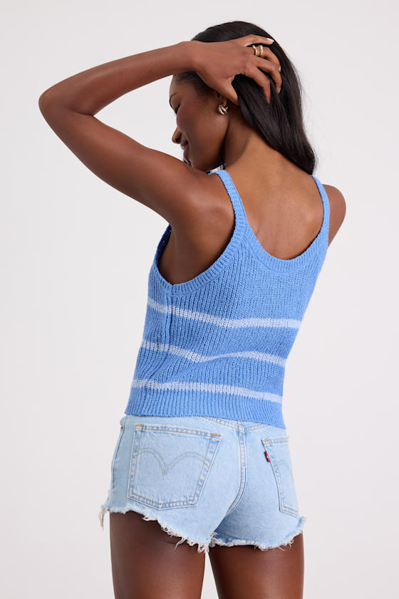 Effortless Sunshine Beige and Coral Striped Sweater Tank Top