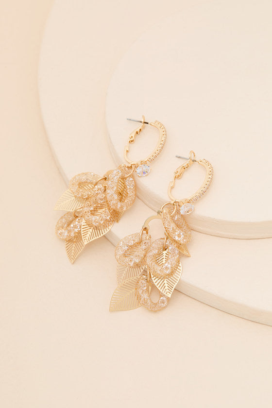 Ellies Gold Leaf Statement Earrings