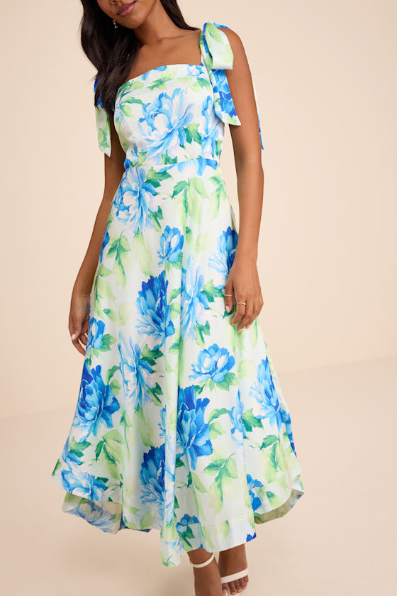 Fleurette Pink Floral Tie-Strap Midi Dress