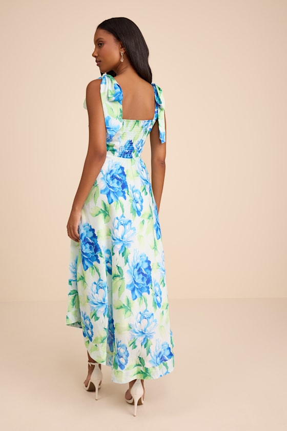 Fleurette Pink Floral Tie-Strap Midi Dress