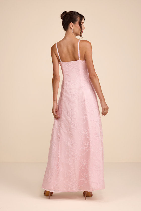 Mitzie Light Yellow Embroidered Maxi Dress