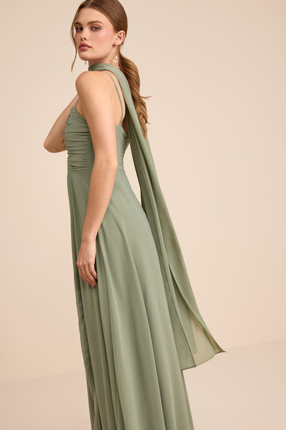 Neave Sage Chiffon Sash Scarf