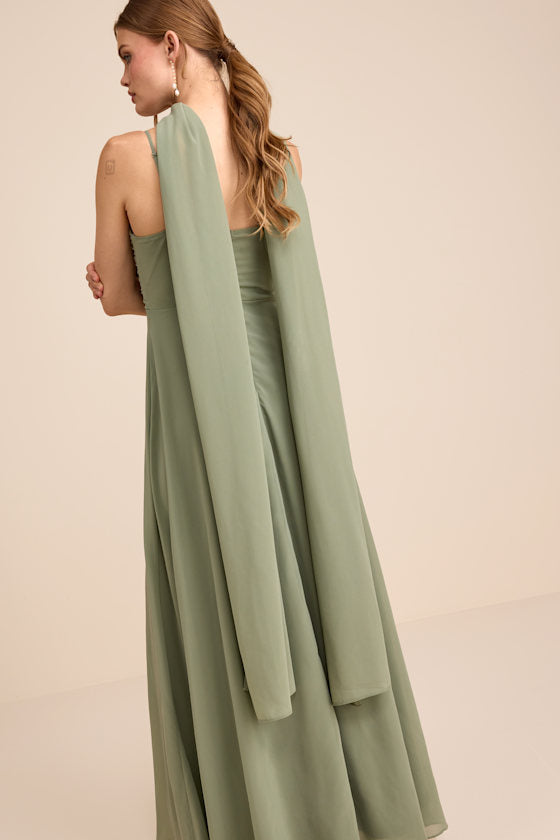 Neave Sage Chiffon Sash Scarf