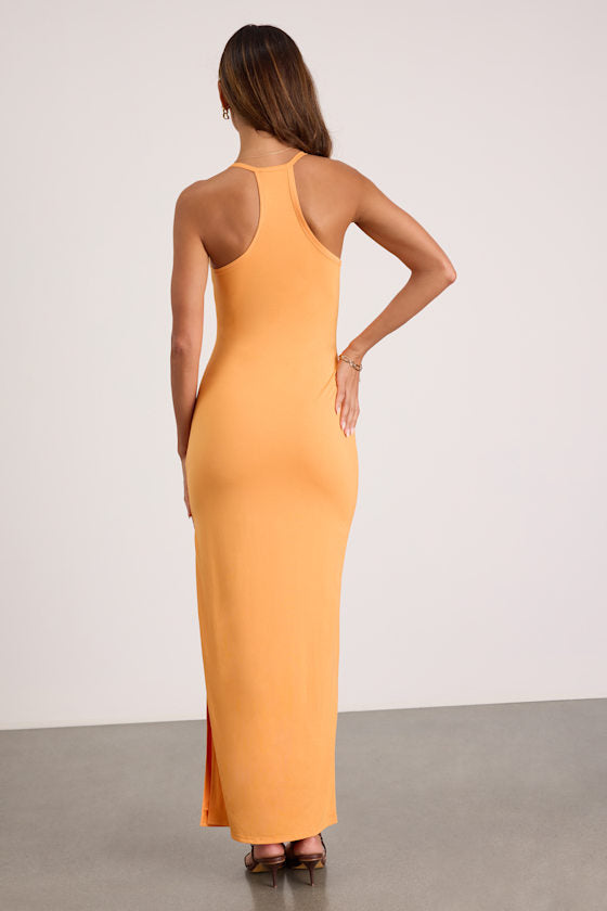 Palani Light Orange Jersey Knit Maxi Dress