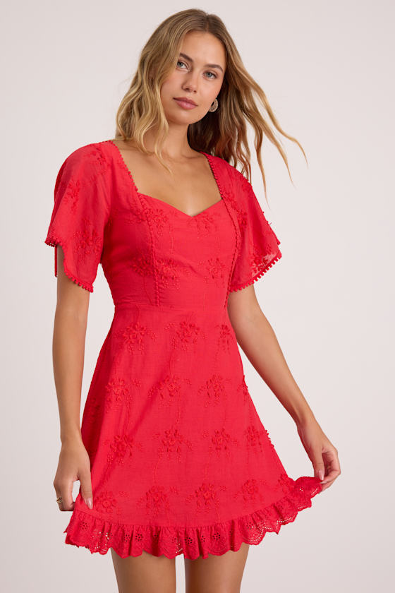 Morning in Mallorca White Eyelet Mini Dress