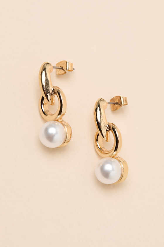 Arda Gold Pearl Doorknocker Earrings