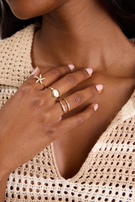 Bena Gold Five-Piece Ring Set