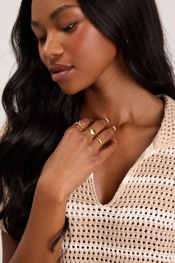 Bena Gold Five-Piece Ring Set