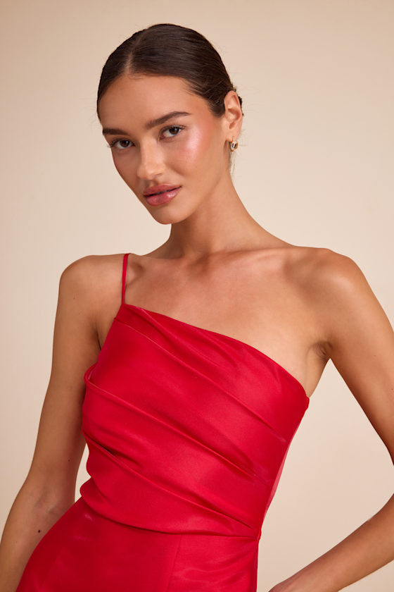 Coco Black Taffeta One-Shoulder Maxi Dress