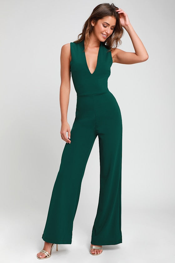 Thinking Out Loud Red Backless Jumpsuit