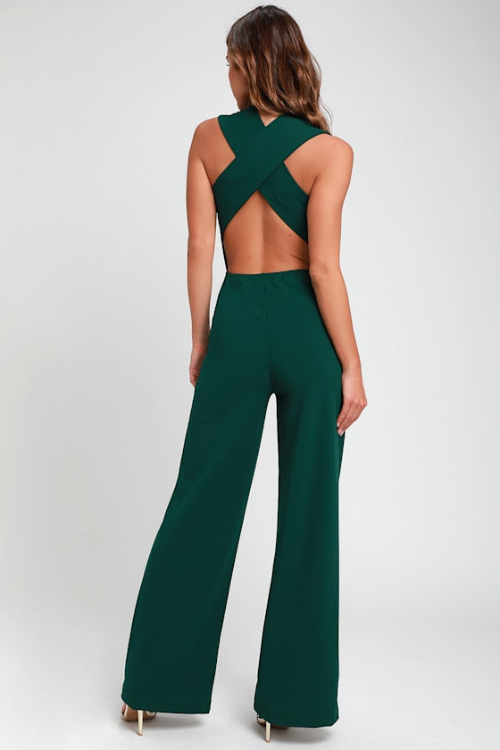 Thinking Out Loud Red Backless Jumpsuit