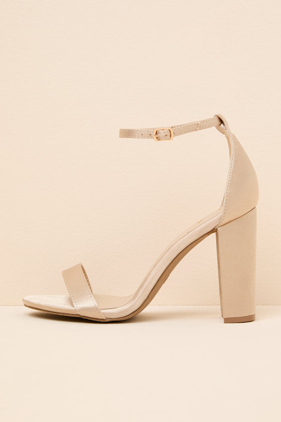 Taylor Ivory Satin Ankle Strap Heels