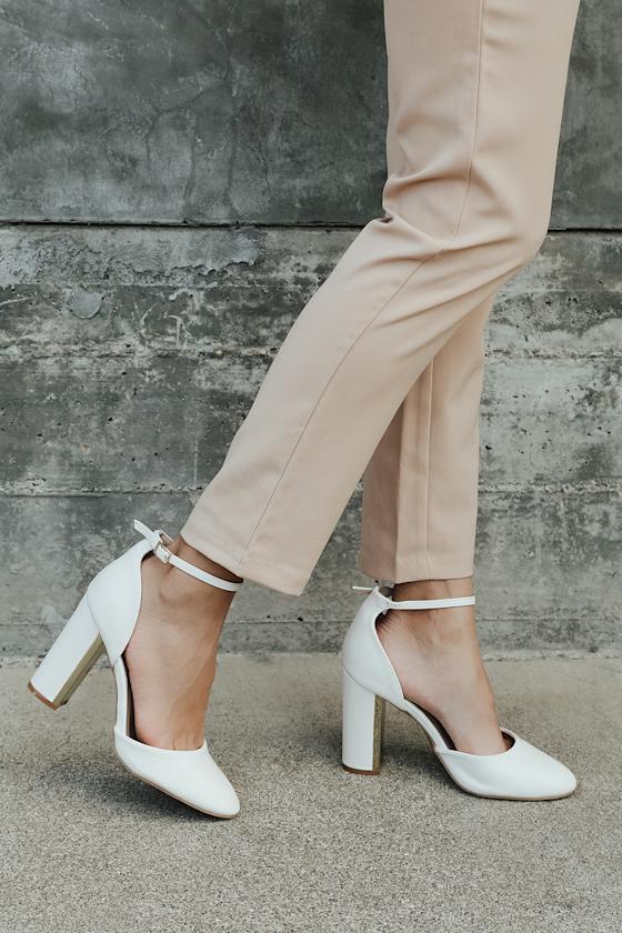 Laura Champagne Satin Ankle Strap Heels