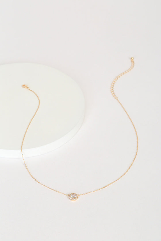 Had Me At Halo Gold Rhinestone Necklace